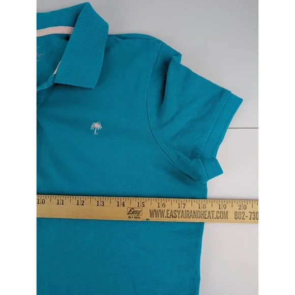 Lilly Pulitzer Teal Resort Fit Polo Shirt Top Women's Small 100% Cotton - Picture 8 of 10